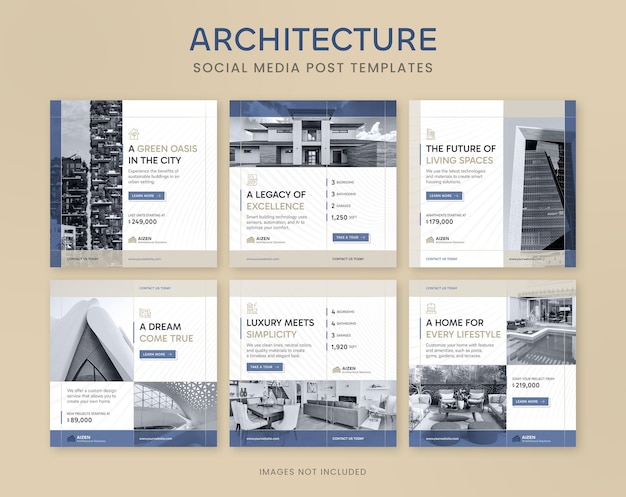 Construction and Architecture Social Media Post Templates for Facebook and Instagram