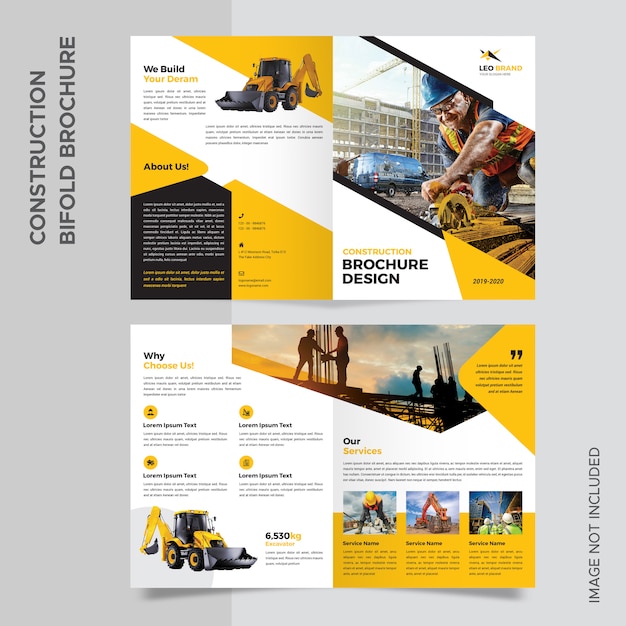 Construction bifold brochure template