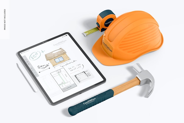 Construction Devices Mockup High Angle View