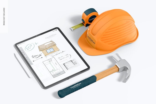 Mockup di dispositivi di costruzione vista dall'alto