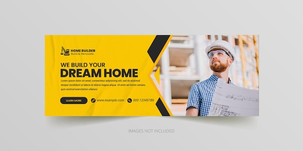 Construction facebook cover or social media web banner template