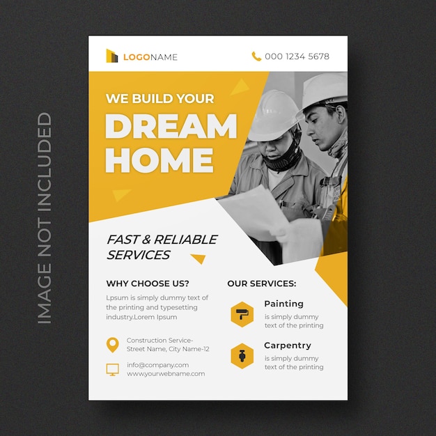 PSD construction flyer template design