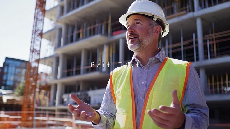 PSD construction foreman explaining project details on site