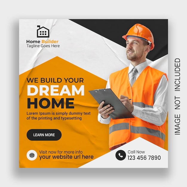 construction handyman plumber architecture social media post template