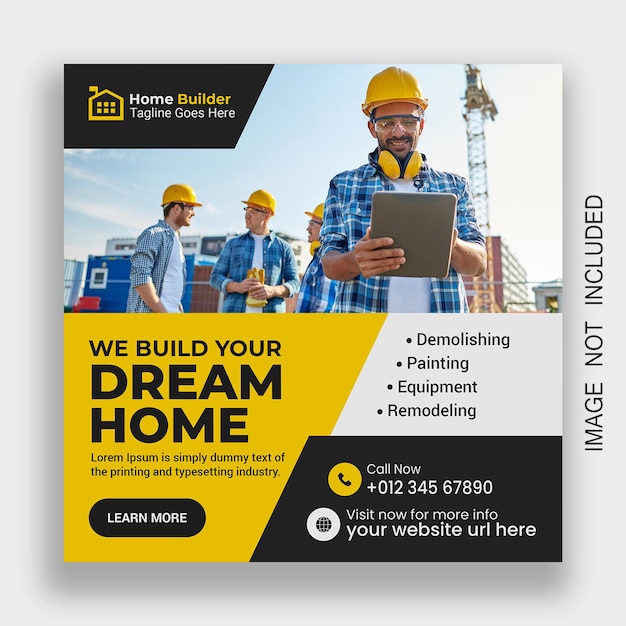 construction handyman plumber architecture social media post template