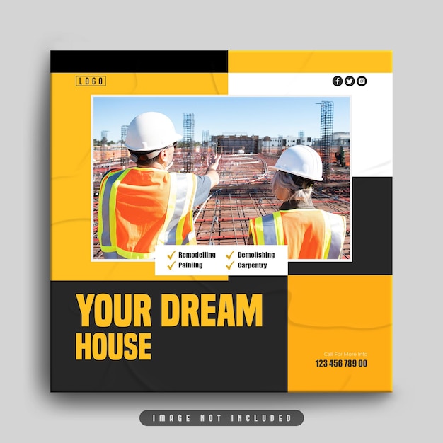 construction handyman renovation flyer social media post