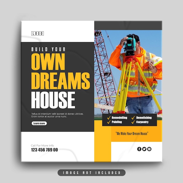 construction handyman renovation flyer social media post