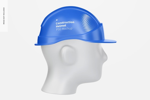 Casco da costruzione con testa mockup, vista da sinistra