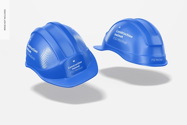 Construction Helmets Mockup, Floating