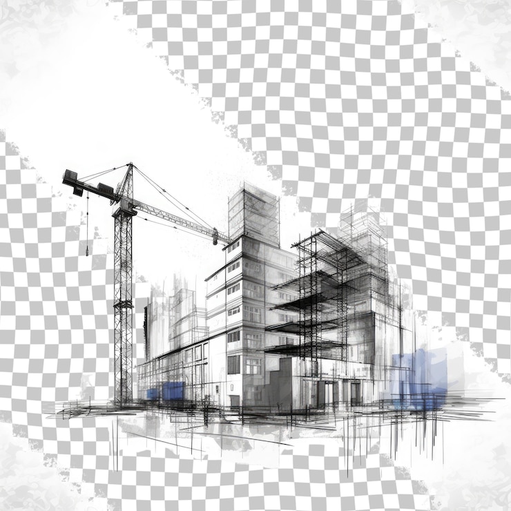 PSD construction in progress design isolated on transparent background