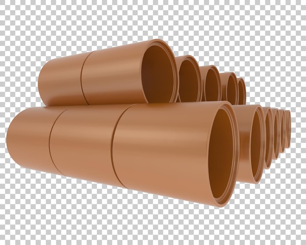 Construction pipes on transparent background 3d rendering illustration