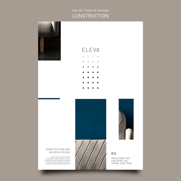 PSD construction project flyer template