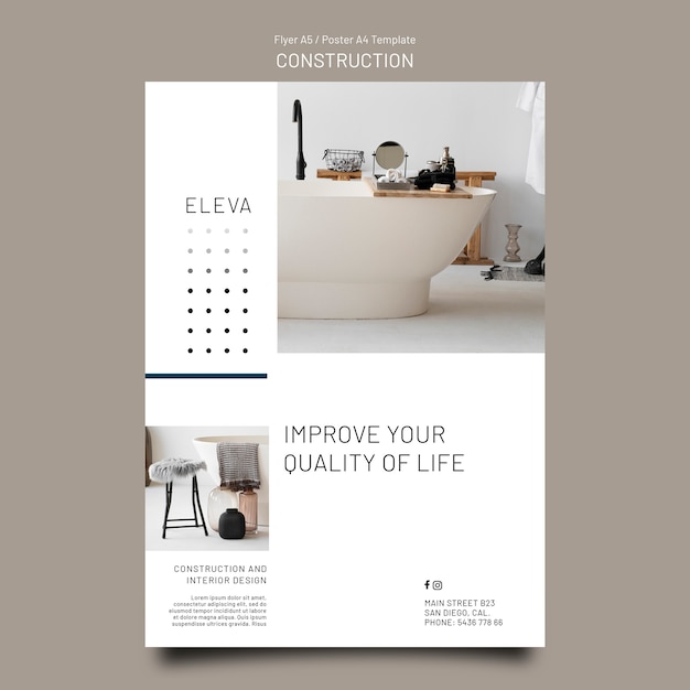 PSD construction project flyer template