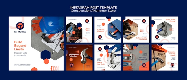 PSD post di instagram di progetti di costruzione