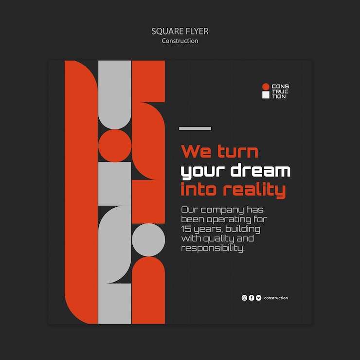 PSD construction project square flyer