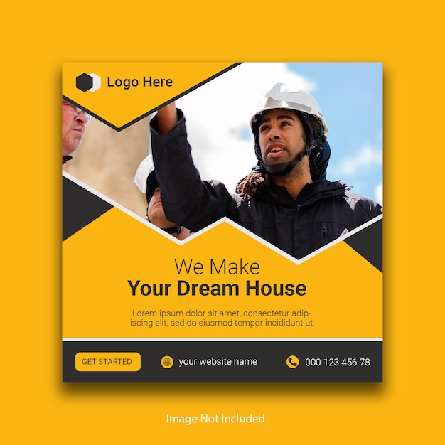 construction renovation flyer and web banner or social media post amp template