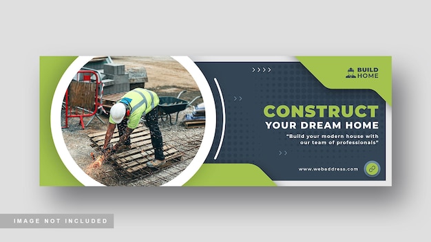 Construction service social media cover web banner