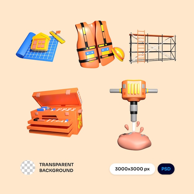 Основные элементы строительной площадки 3D-икона