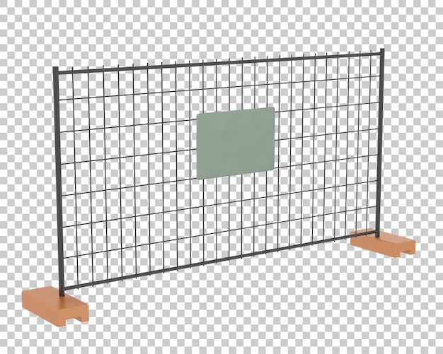 PSD construction site fence on transparent background 3d rendering illustration