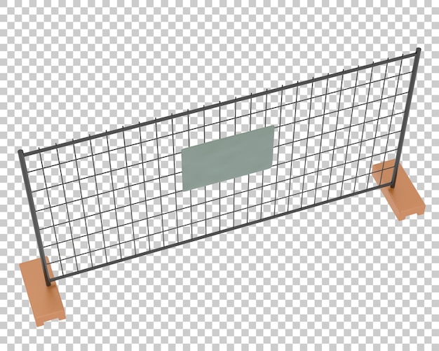 PSD construction site fence on transparent background 3d rendering illustration