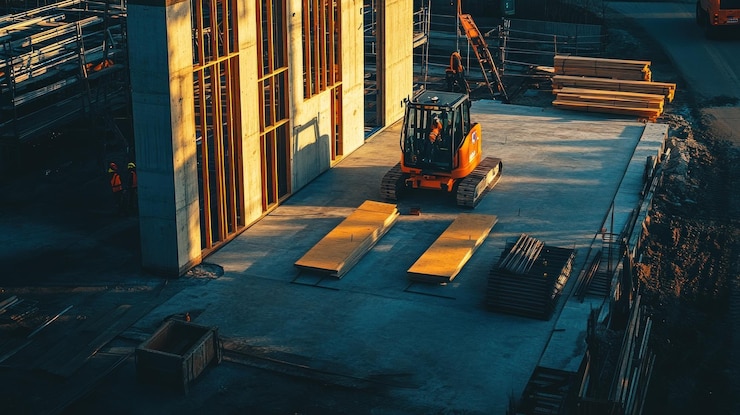 PSD construction site with machinery and materials