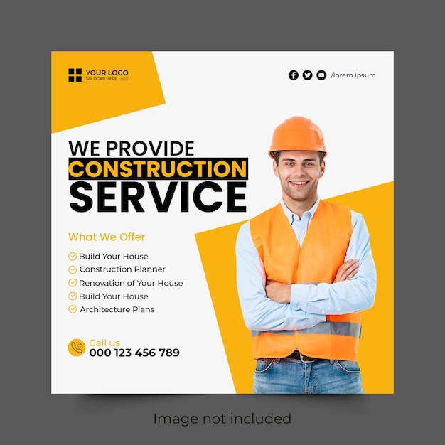 PSD construction social media template