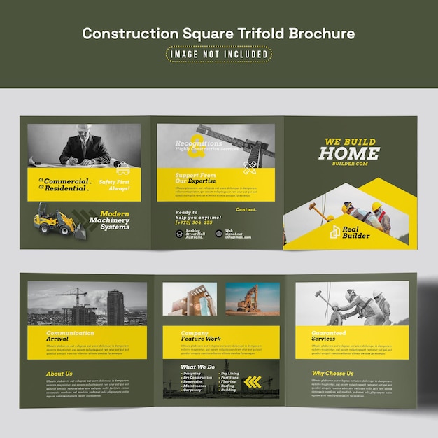 PSD construction square trifold brochure