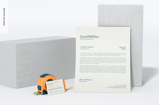 Construction stationery mockup front view