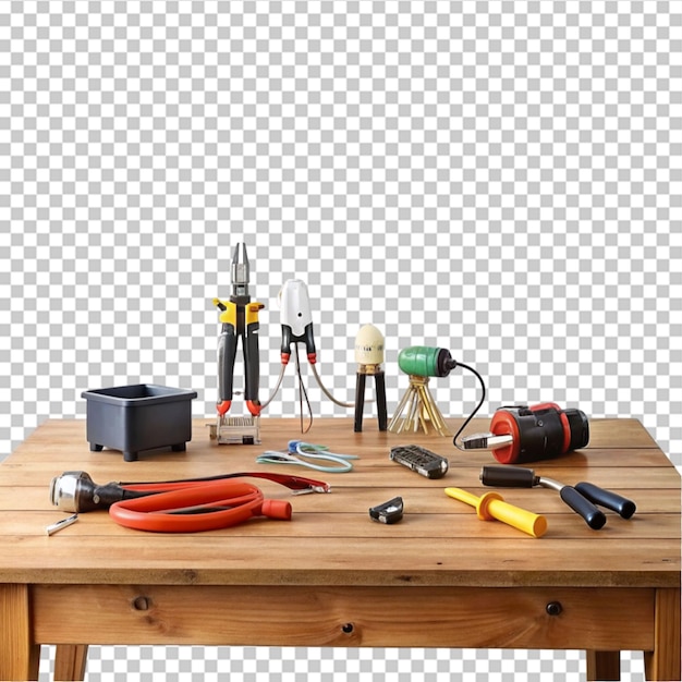 Construction tools in helmet isolated on transparent background