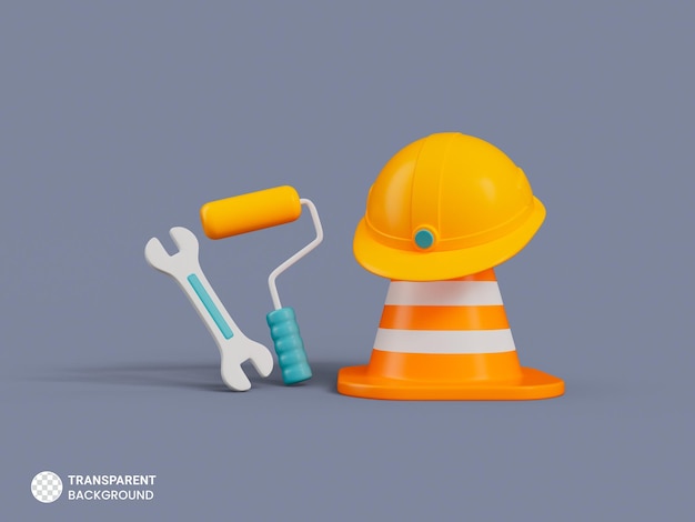 PSD construction tools icon 3d render illustration