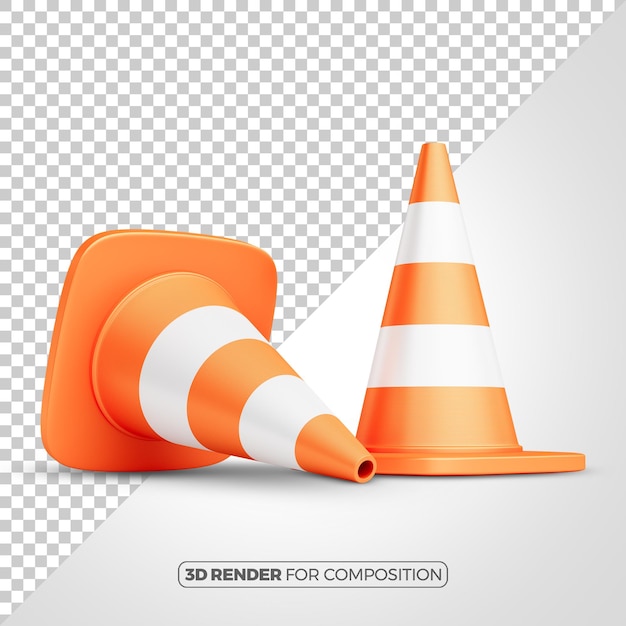 construction and traffic cone 3d rendering