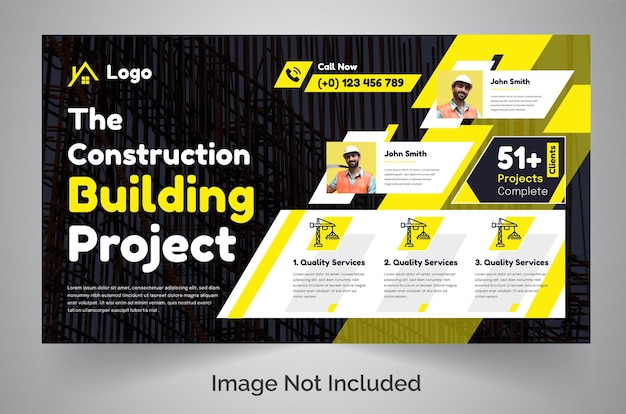 PSD construction web banner yellow