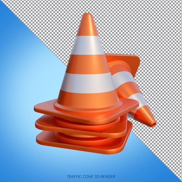 Under Construction with Traffic Cone 3D Render