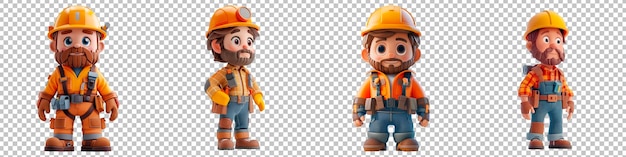 PSD construction worker building with transparent background