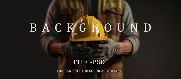 PSD construction worker holding protective helmet