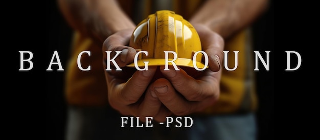 PSD construction worker holding protective helmet