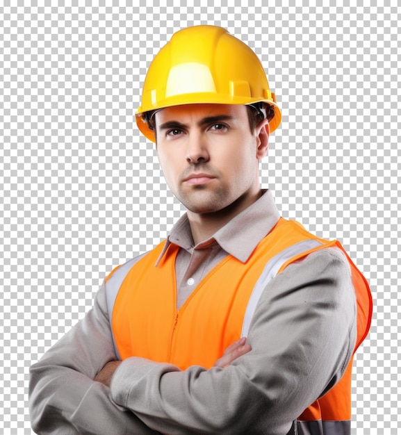 Construction worker isolated on transparent background
