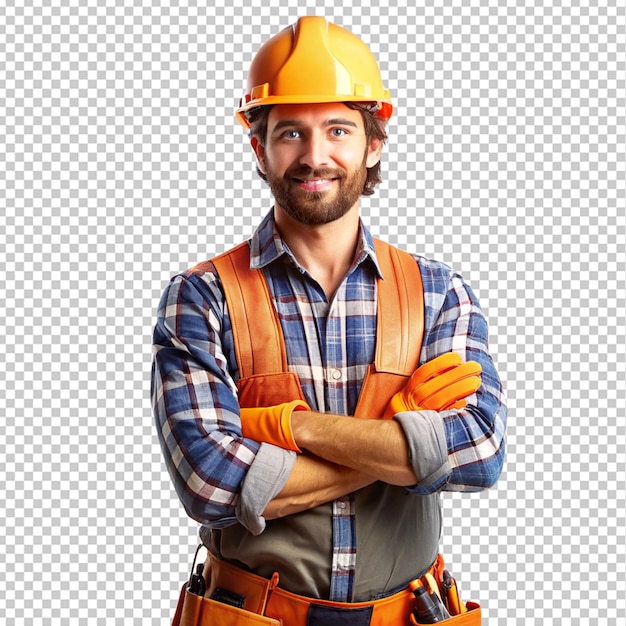 PSD construction worker on transparent background