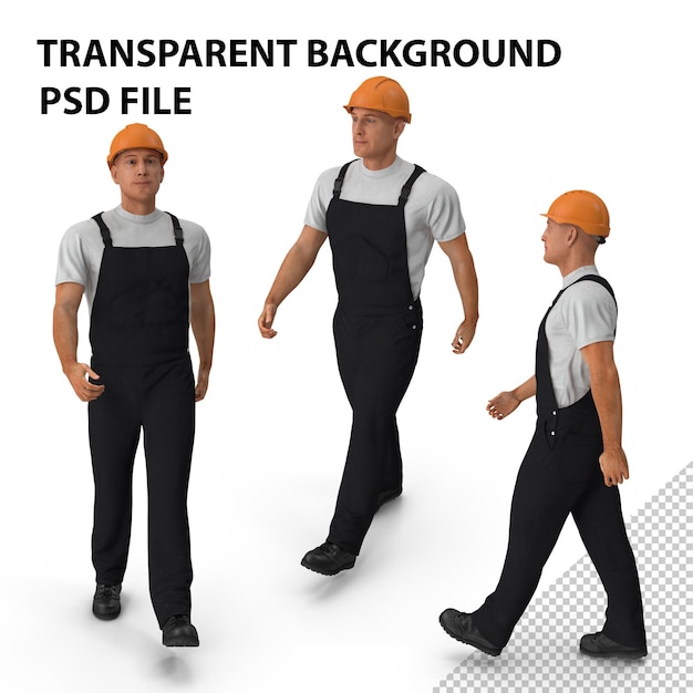 Construction worker walking pose png