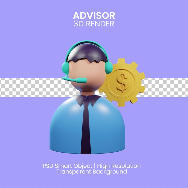 PSD consulting service, financial advisory, expert support. 3d illustration