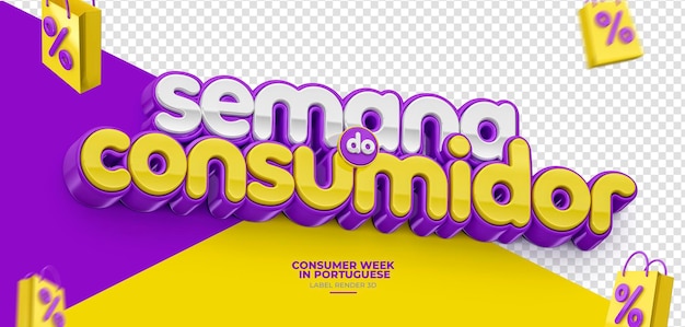 Consumentenweeklabel in braziliaans portugees sjabloonontwerp 3d render