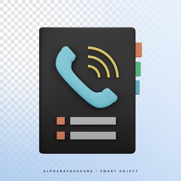 PSD contact book 3d icon illustration