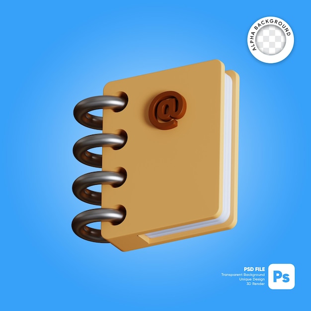 PSD contact book 3d illustration