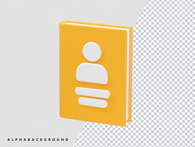 PSD contact book icon 3d rendering illustration element