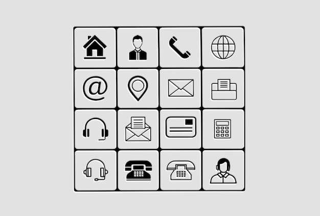 contact and communication icons set