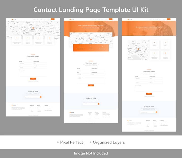 PSD contact landing page template ui kit