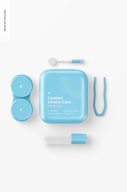 Contact lenses case mockup, top view