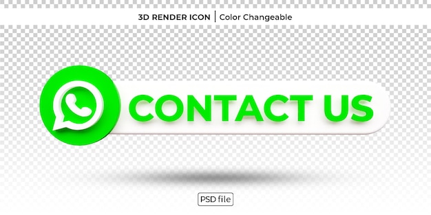 PSD contact us button 3d render color changeable icon