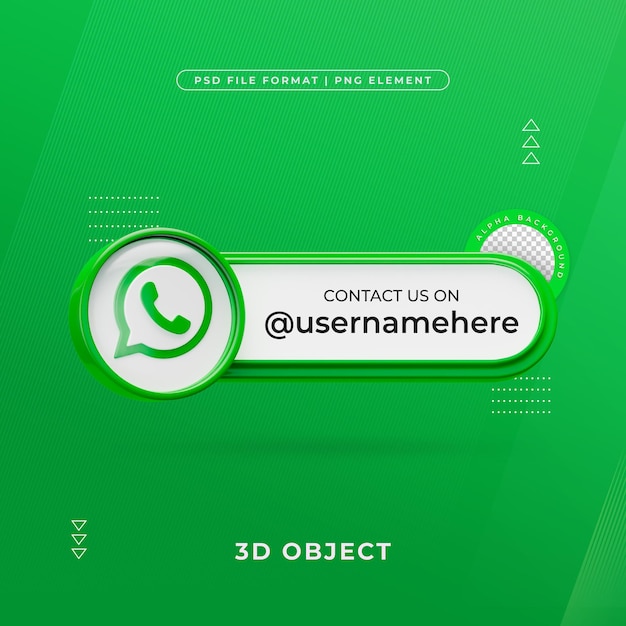 Contact Us On Whatsapp Profile Social Media 3D Render Isolated for Composition