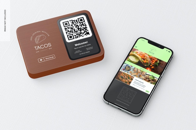 Menu senza contatto con smartphone mockup